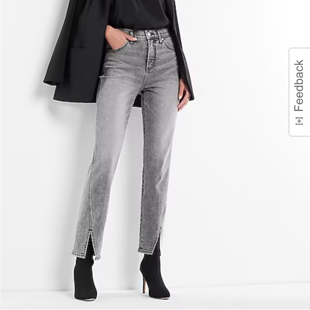 Express High Waisted Vented Hem Straight Ankle Jeans